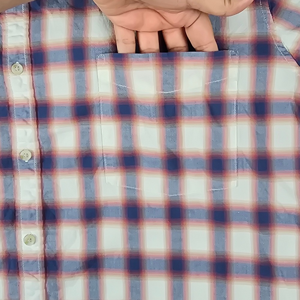 Mutual Weave‎ Plaid Button Down Shirt Mens 3XLT Blue Red Short Sleeve Stretch - Picture 3 of 7